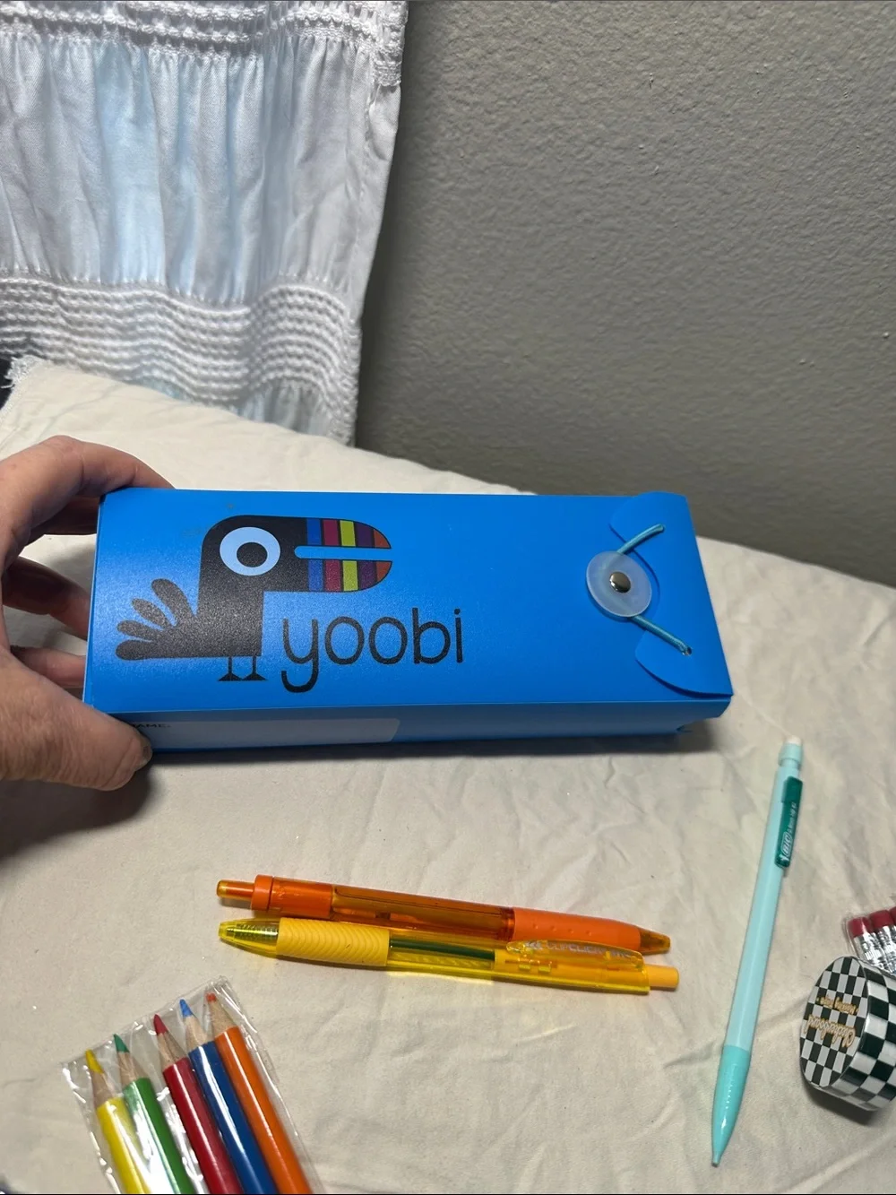 Yoobi Blue Pencil Box with Colorful School Supplies NWT